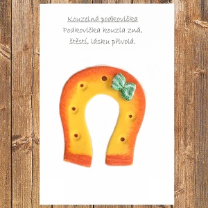 Keramické přání Podkova, oranžová