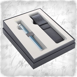 Sada Parker IM Premium Blue Grey CT, keramické pero/roller + pouzdro 
