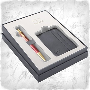 Sada Parker IM Premium Red GT, kuličková tužka + pouzdro na karty