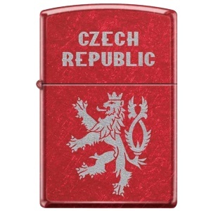 Zapalovač Zippo 26038 Czech Lion, Candy Apple Red, plynový, jednotryskový