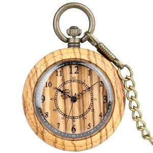 Dřevěné kapesní hodinky Zebra