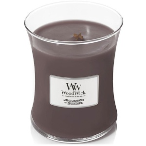 Svíčka WoodWick Sueded Sandalwood, váza, střední