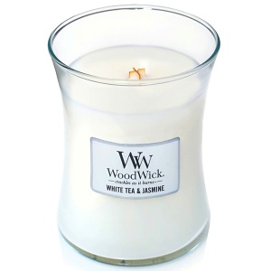 Svíčka WoodWick White Tea & Jasmine, váza, střední