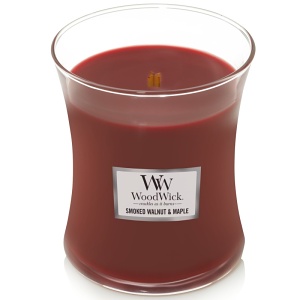 Svíčka WoodWick Smoked Walnut & Maple, váza, střední