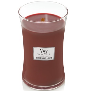 Svíčka WoodWick Smoked Walnut & Maple, váza, velká