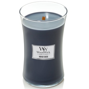 Svíčka WoodWick Indigo Suede, váza, velká