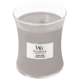 Svíčka WoodWick Sacred Smoke, váza, střední