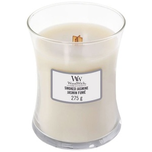 Svíčka WoodWick Smoked Jasmine, váza, střední