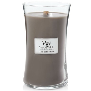 Svíčka WoodWick Sand & Driftwood, váza, velká