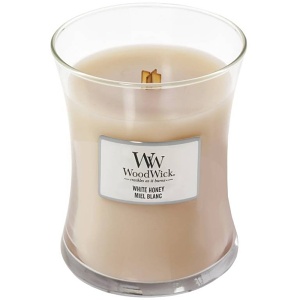 Svíčka WoodWick White Honey, váza, střední