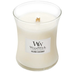 Svíčka WoodWick Island Coconut, váza, střední