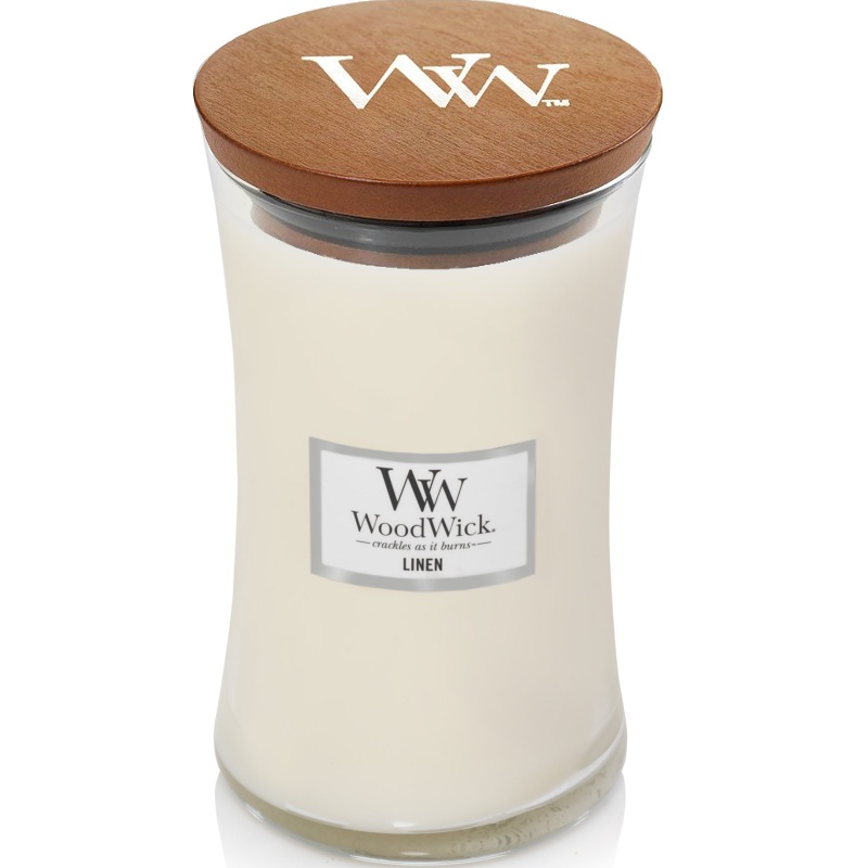 Svíčka WoodWick Linen, váza, velká