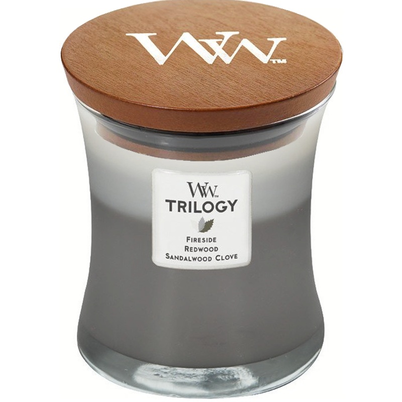 Svíčka WoodWick Warm Woods, váza, střední