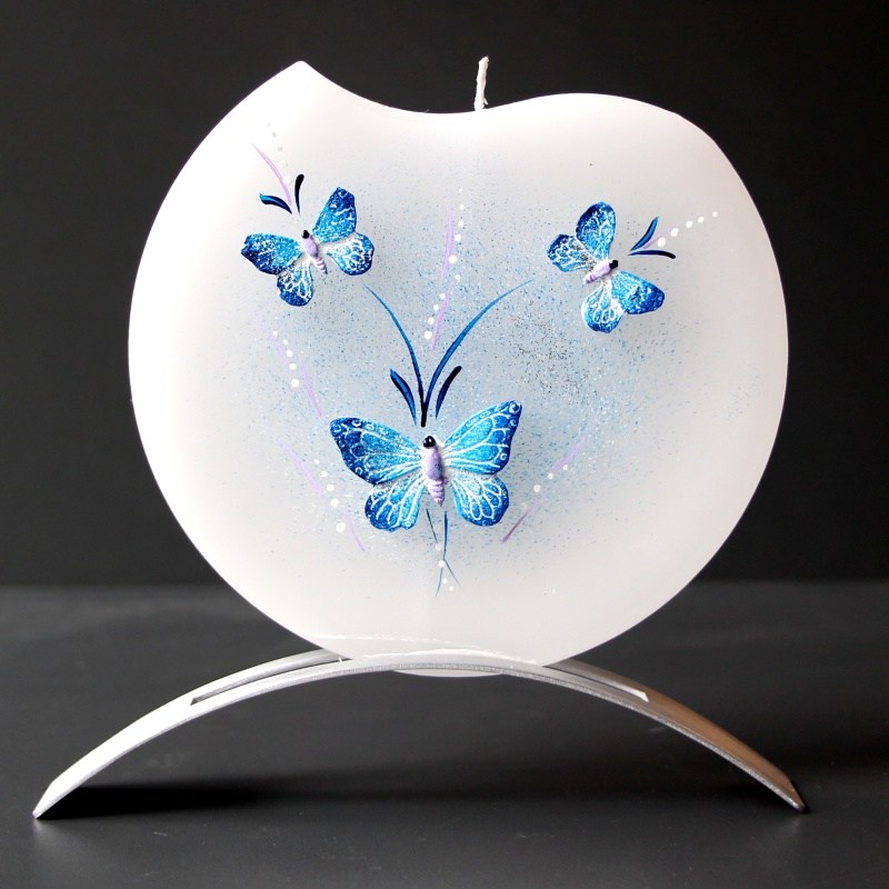 Svíčka, ručně malovaná, plochá 3D, Motýli 145