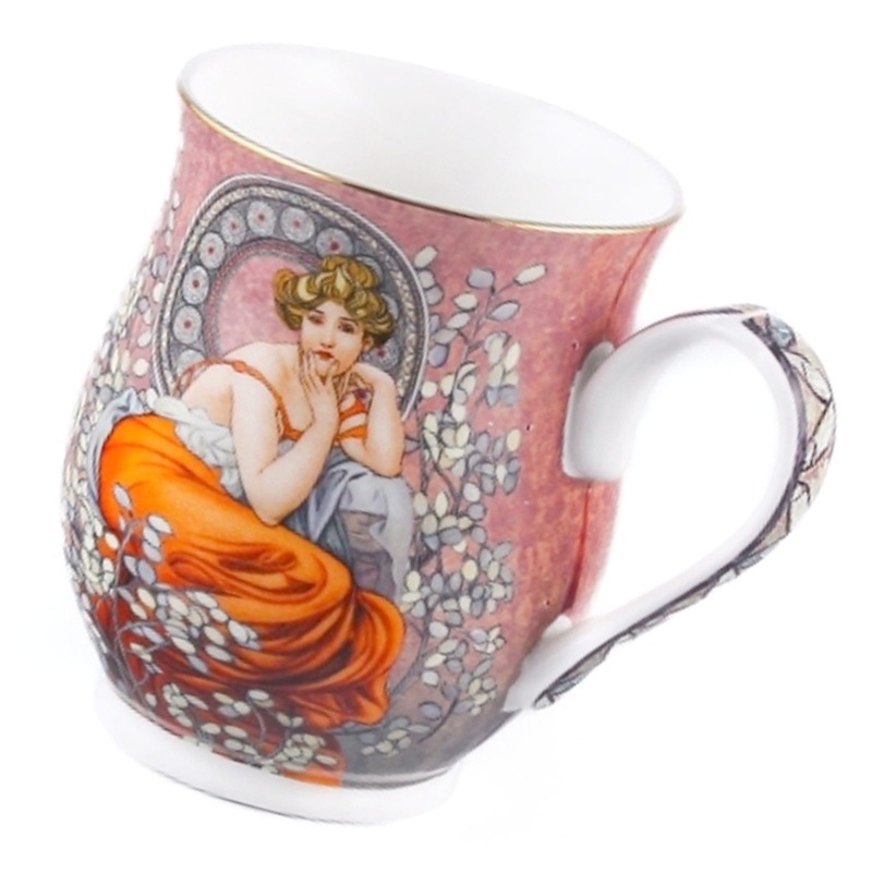 Hrnek 350 ml, Alfons Mucha, Topas, hnědý