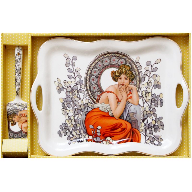 Podnos porcelán 35x25 cm, Alfons Mucha, Topas