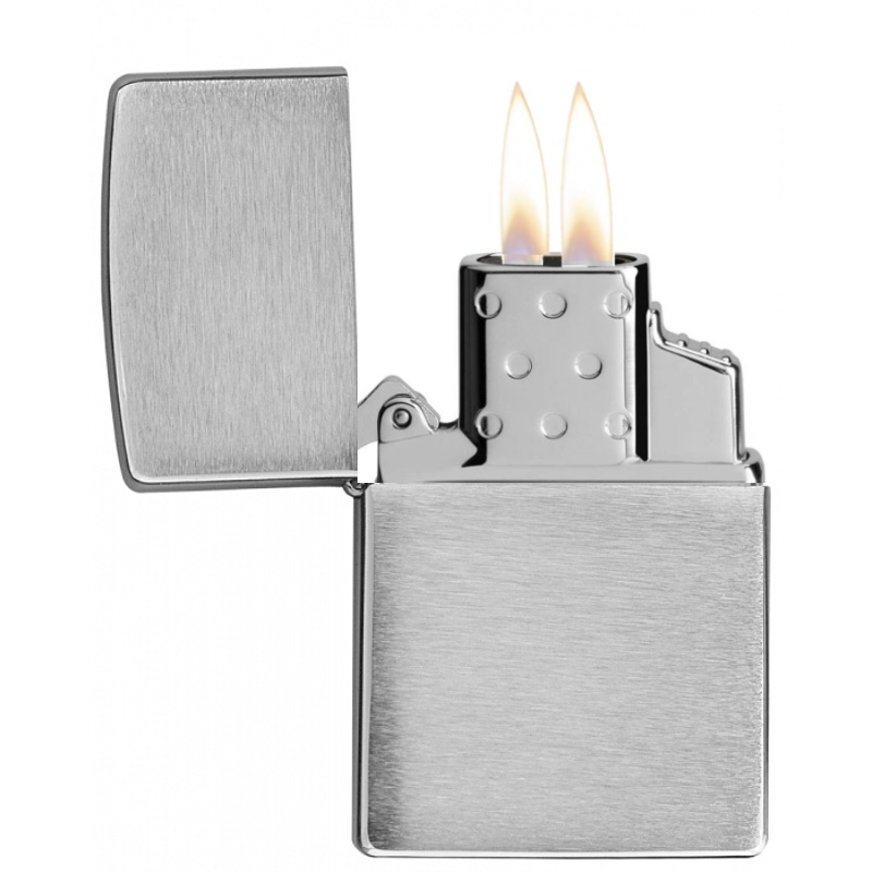 Zapalovač Zippo 21006 Brushed Chrome, plynový, dvoutryskový