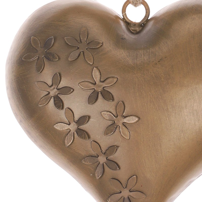 Dekorace kovové srdce 15 cm závěsné