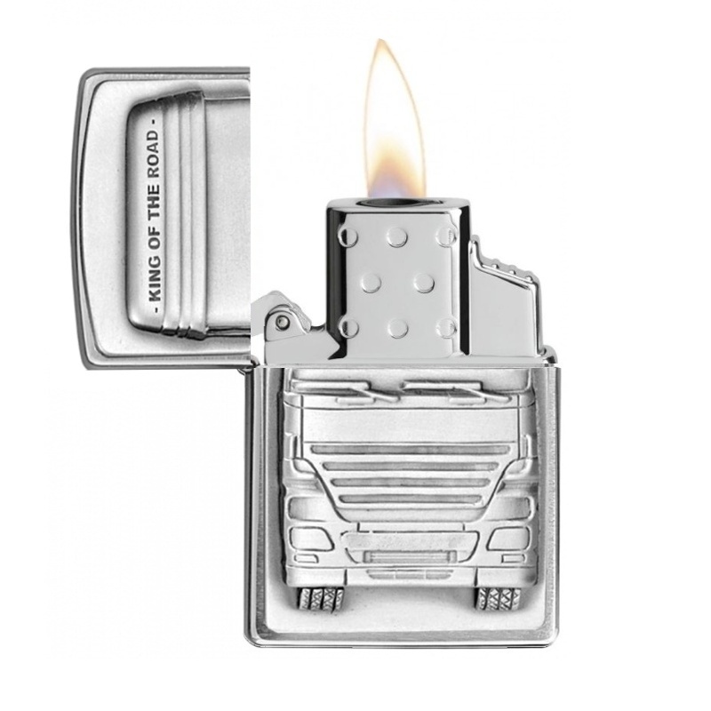 Zapalovač Zippo 21887, King of the Road, Brushed Chrome, plynový, jednotryskový
