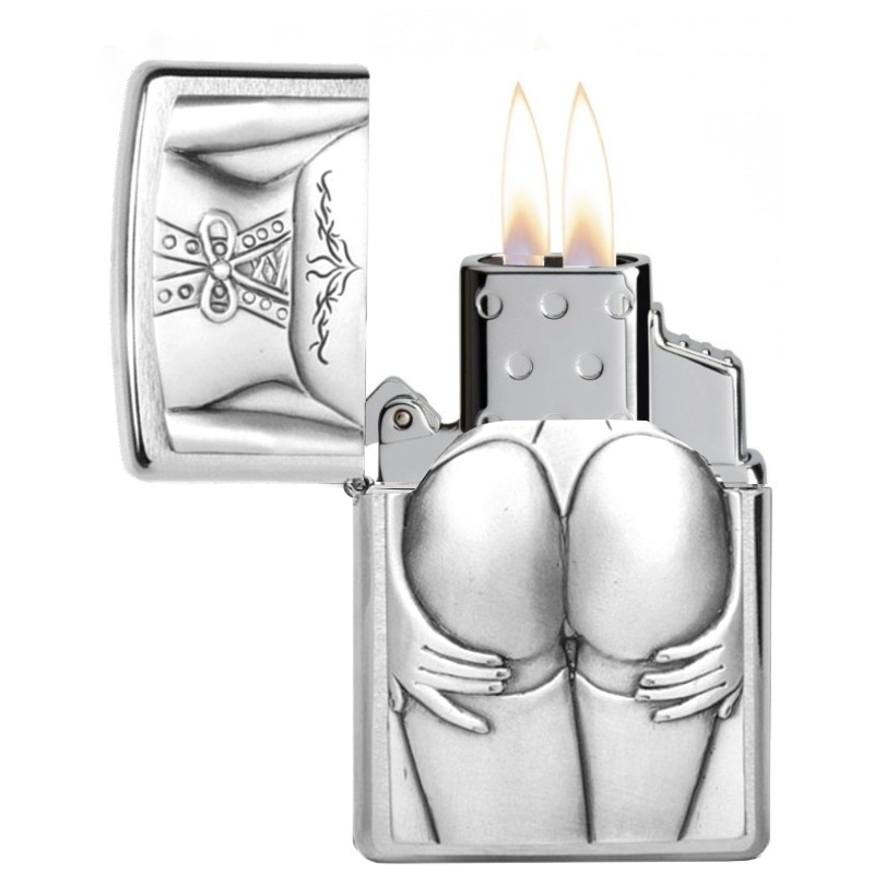 Zapalovač Zippo 1300116Zipper Girl, Brushed Chrome, plynový, dvoutryskový