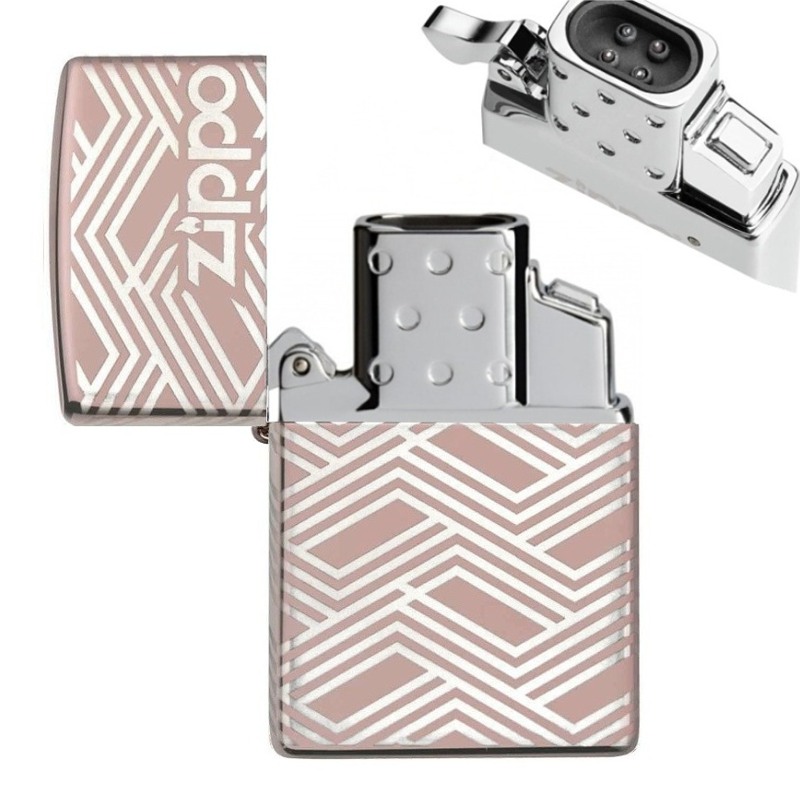 Zapalovač Zippo 6000528, Abstract Laser Design, Rose Gold, plazmový, USB