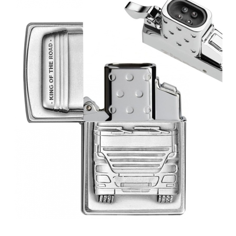 Zapalovač Zippo 21887, King of the Road, Brushed Chrome, plazmový, USB