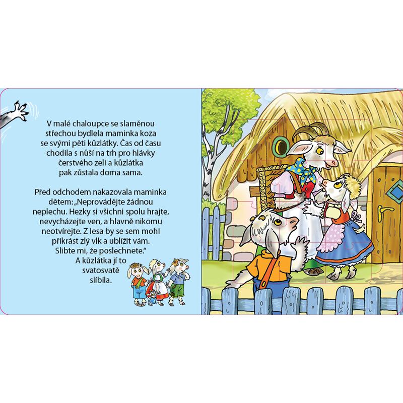 O vlkovi a kůzlátkách – kniha s puzzle skládačkami