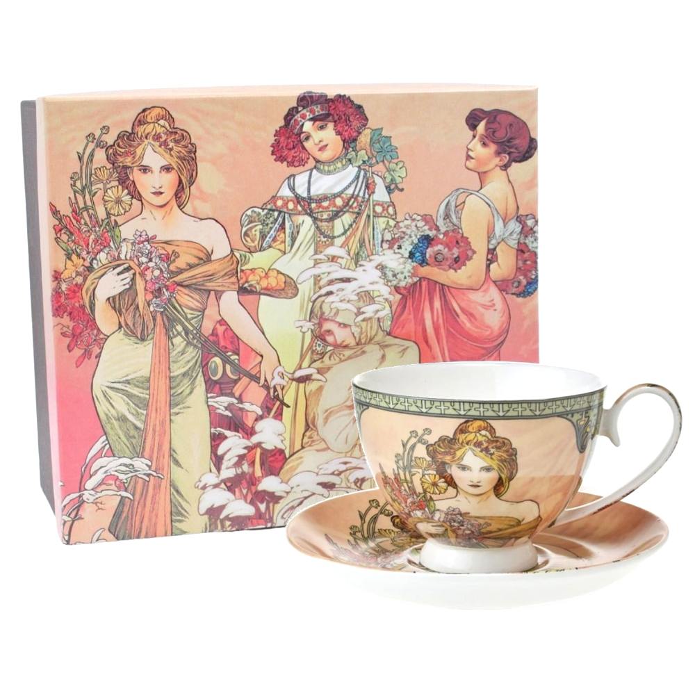 Šálek s podšálkem 250ml, Alfons Mucha, Jaro