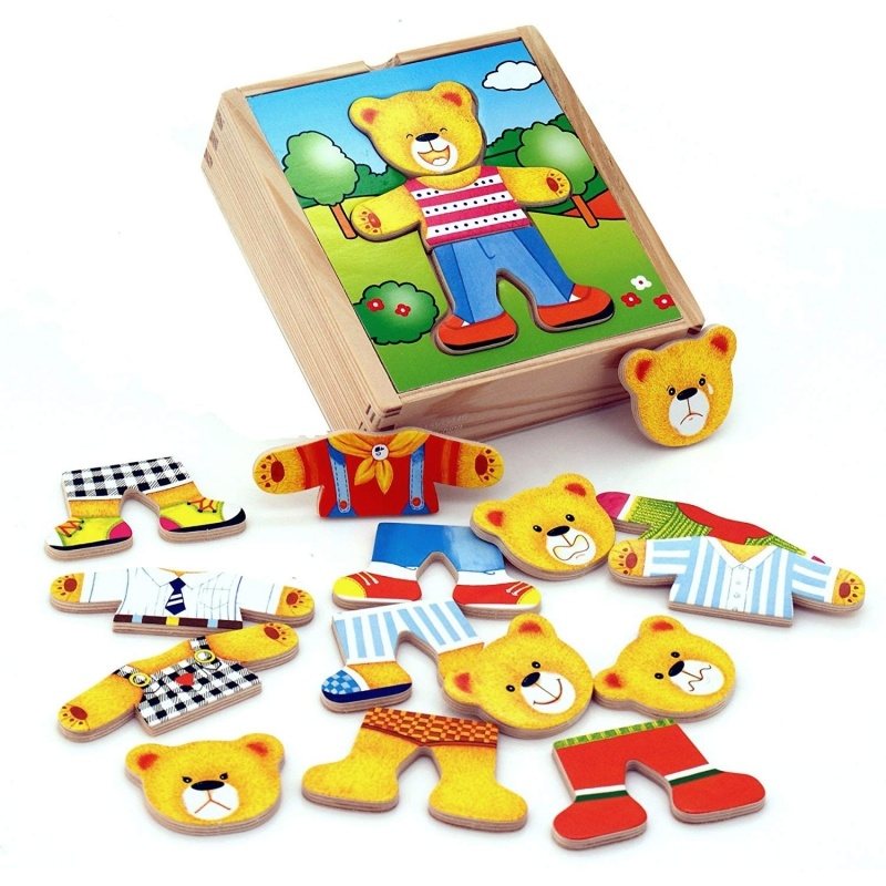Dřevěné oblékací puzzle medvědí kluk, Viga