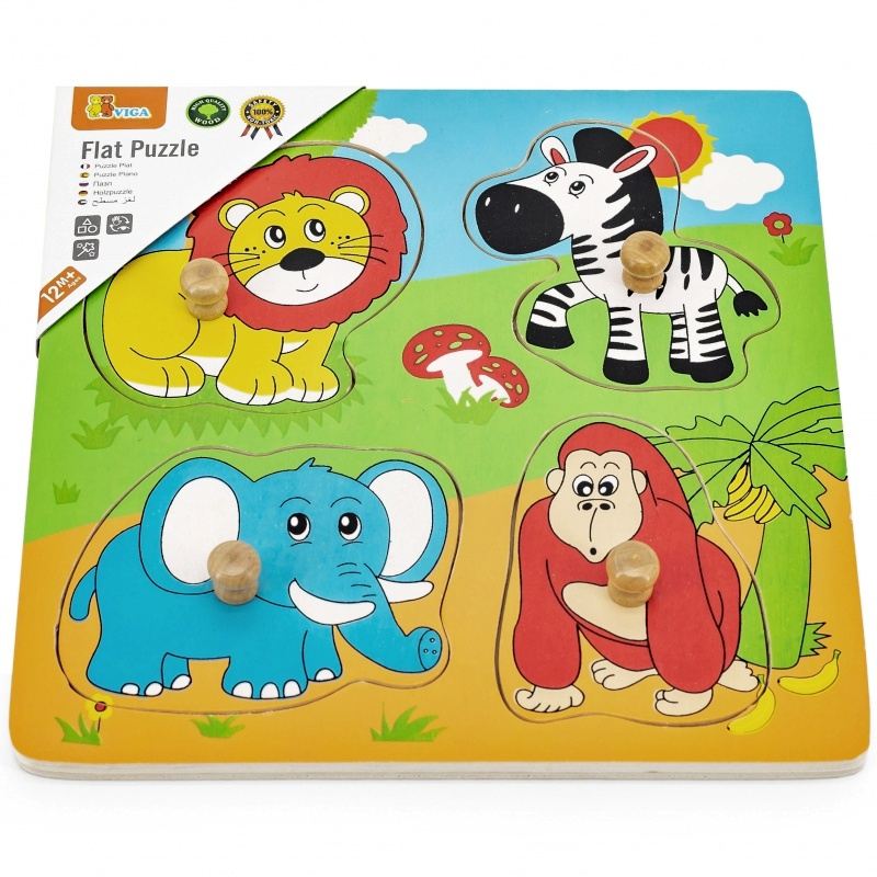 Dřevěné vkládací puzzle Zvířátka ze ZOO, Viga