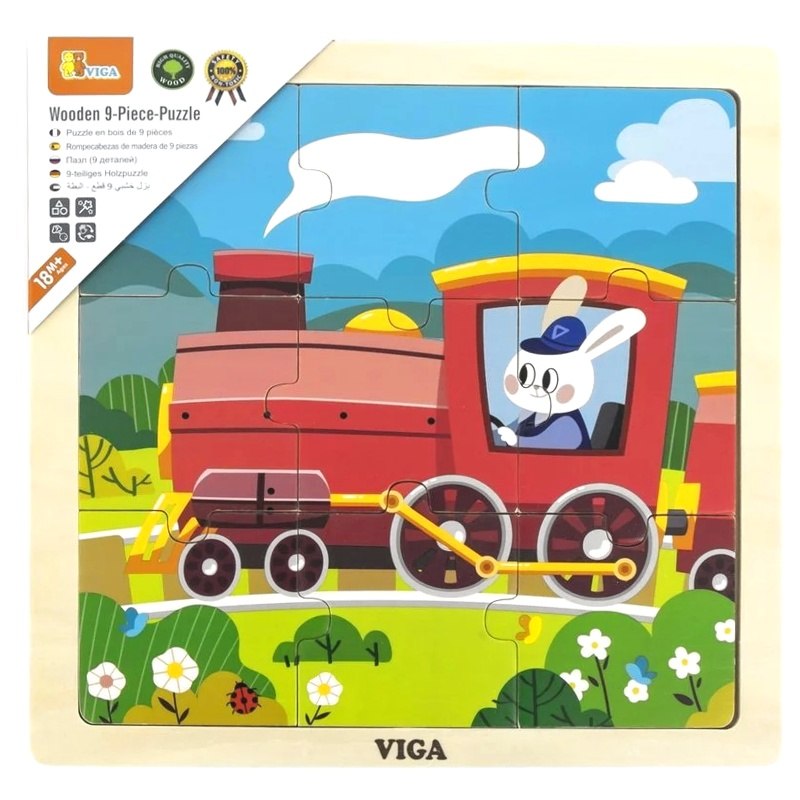 Dřevěné puzzle 9dílné Mašinfíra zajíc, Viga