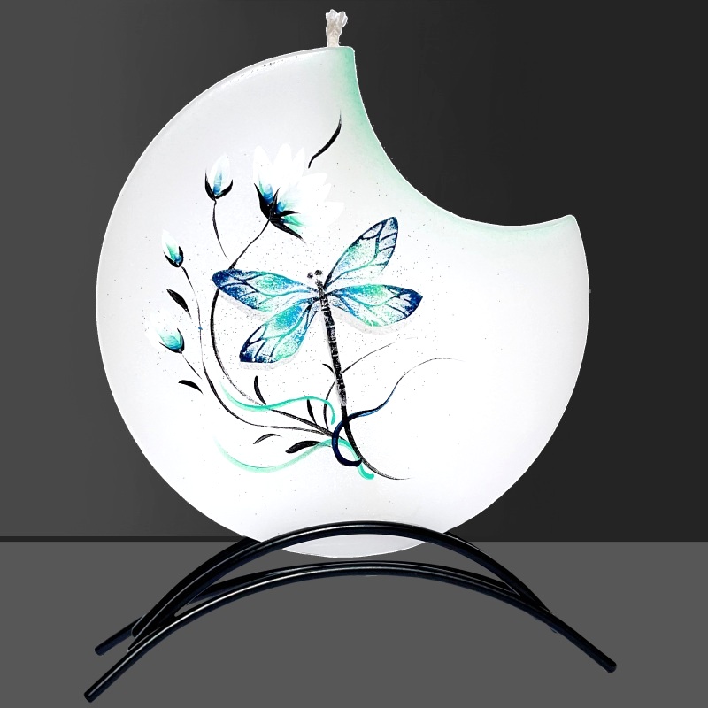 Svíčka, ručně malovaná, plochá 3D, Vážka 150