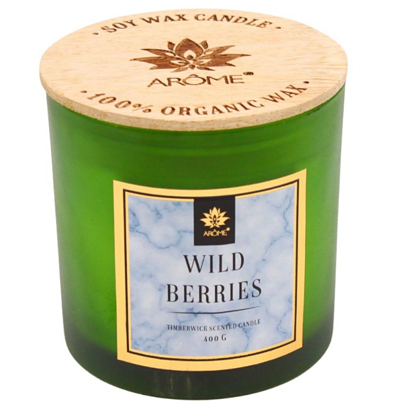 Svíčka ARÔME WOOD Wild Berries, dřevěný knot