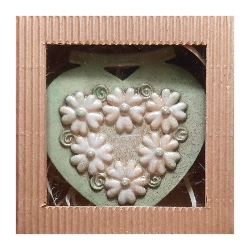 Keramické srdíčko ploché Květy 408