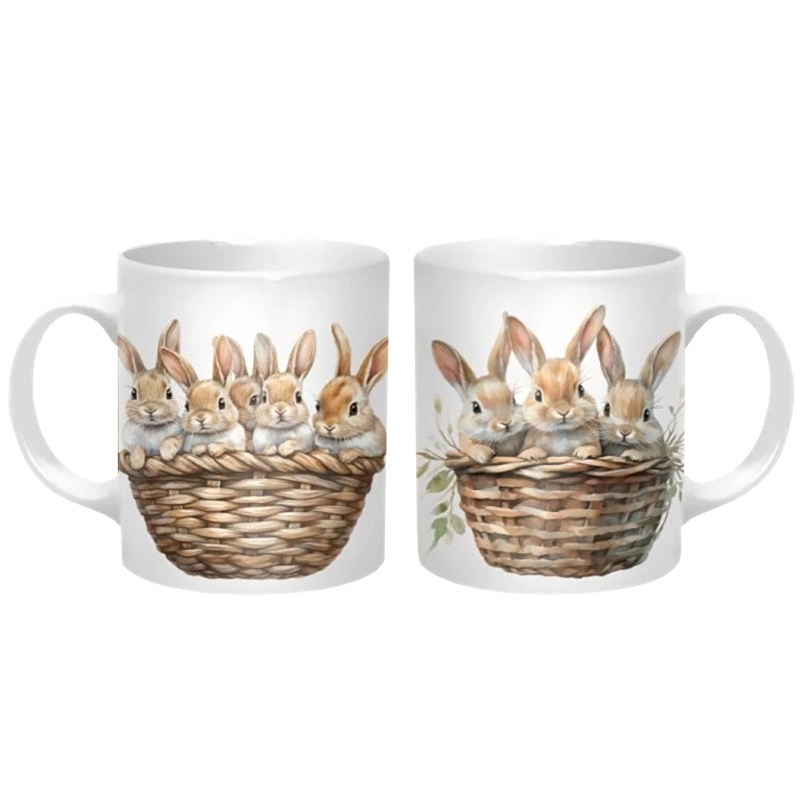 Hrnek 320 ml, Králíci v košíku