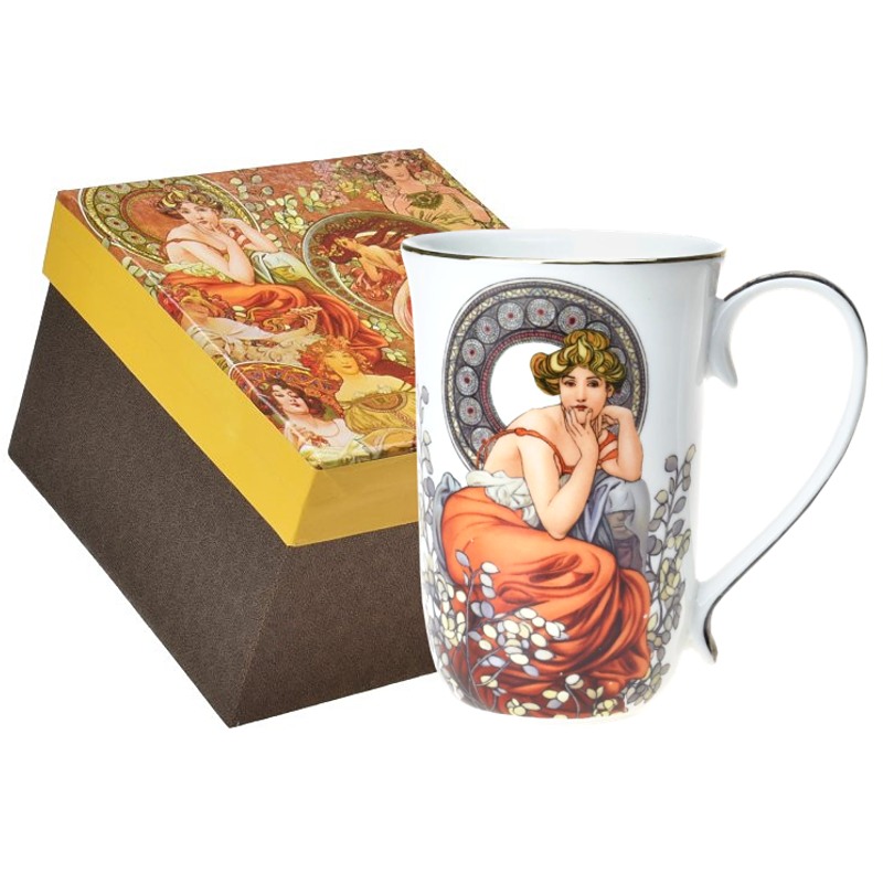 Hrnek 400 ml latte, Alfons Mucha, Topaz bílý