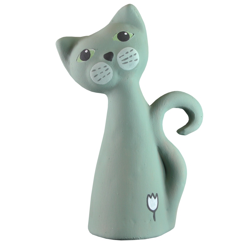 Keramická figurka Kočka 17 zelená