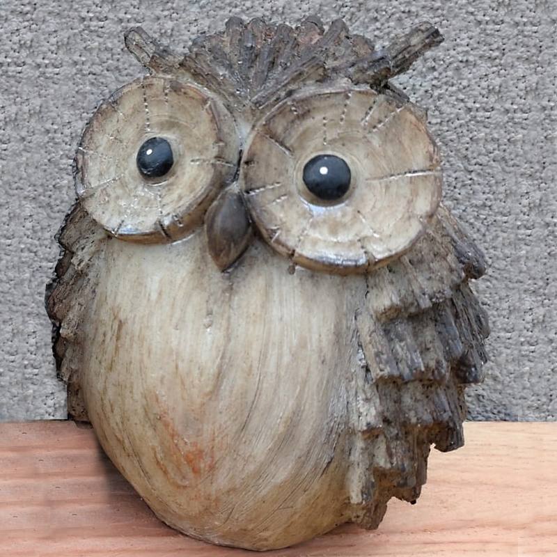 Dekorace Sova 14 cm wood desin