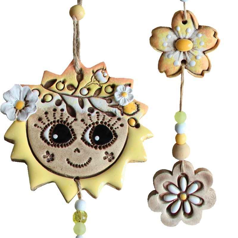 Sluníčko s květinami, keramika