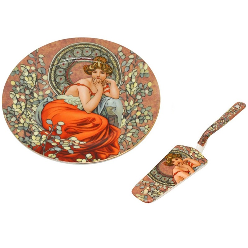 Servírovací talíř s lopatkou, Mucha, Topaz hnědý