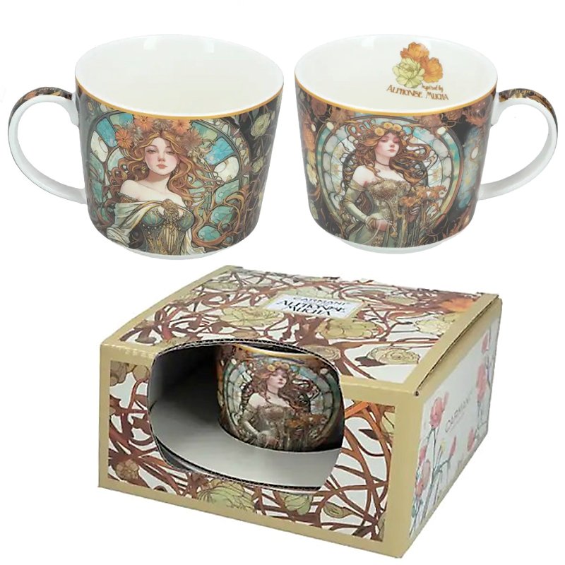 Šálek s podšálkem 230ml, kostní porcelán, Mucha