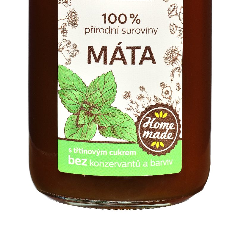 Máta 250 ml, Domácí bylinný sirup – Dobroty z přírody