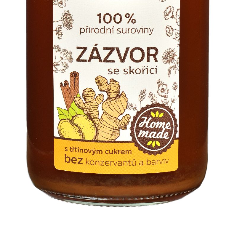 Zázvor se skořicí 250 ml, Domácí bylinný sirup – Dobroty z přírody