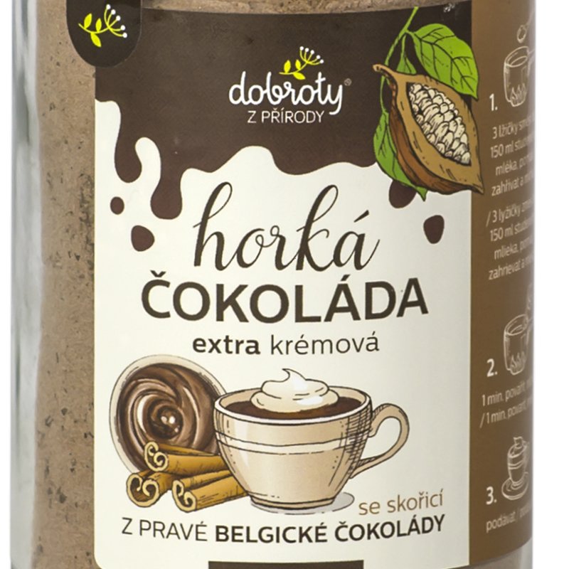 Horká belgická čokoláda se skořicí - směs na přípravu nápoje 240 g – Dobroty z přírody