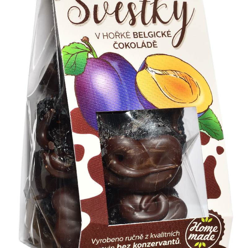 Švestky máčené v belgické čokoládě 100 g – Dobroty z přírody