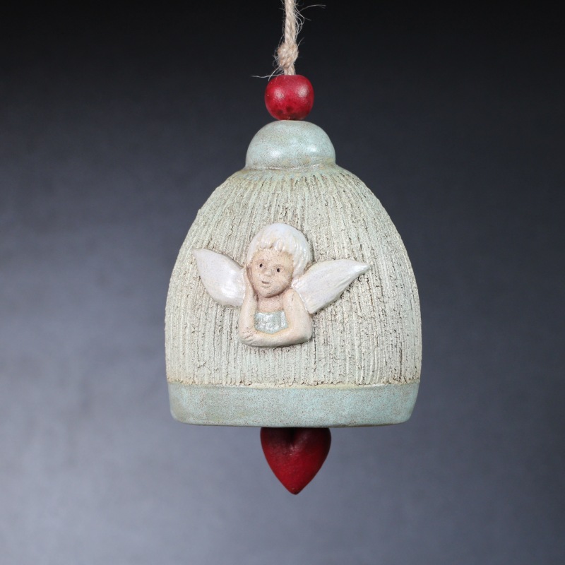 Keramický zvonek XL zelenomodrý