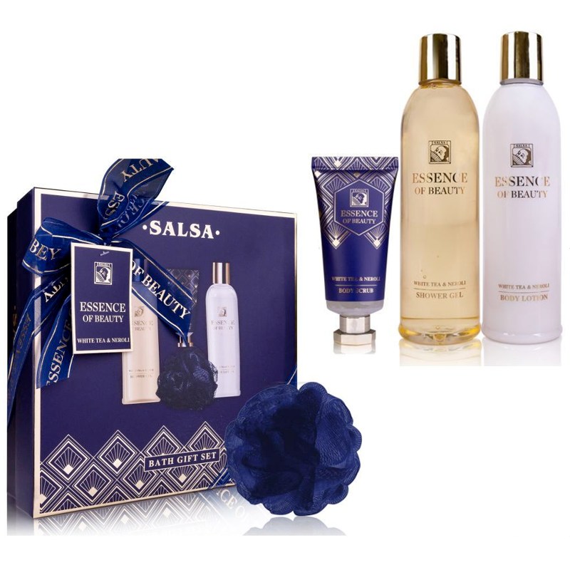 Kosmetická sada SALSA Essence of Beauty s tělovým peelingem, bílý čaj, neroli
