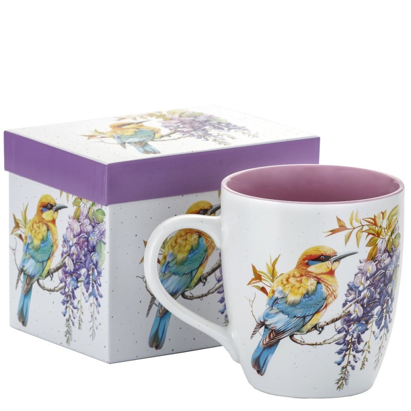 Hrnek JUMBO 740 ml ptáček (06), fialový