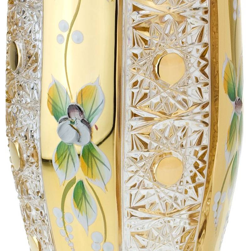 Váza Bohemia Crystal 20 cm bohatý brus 500PK + zlato s vysokým smaltem
