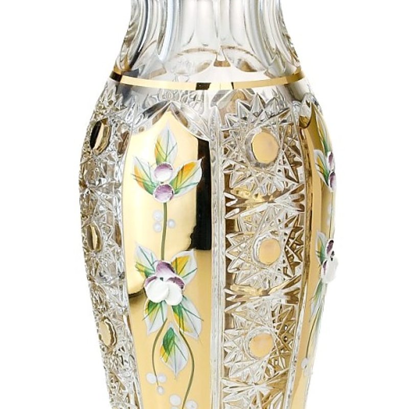 Váza Bohemia Crystal 25,5 cm bohatý brus 500PK + zlato s vysokým smaltem